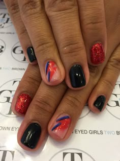 David Bowie Nail Art, Bowie Nails, Bowie Christmas, Lady Gaga Nails, Gel Manicure Colors, Celebrity Nails, Fantasy Nails