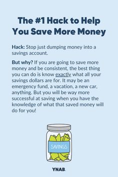 a jar with money in it and the words save $ 1, hack to help you save