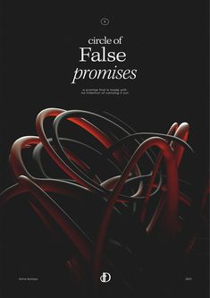 the cover of circle of false pronoises, with red and black swirls