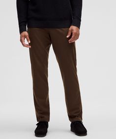 These Classic-Fit Trousers Deliver All-Day Comfort With An Elevated Look. Designed For Casual. Streamlined Fit That Gives Glutes And Thighs Breathing Room:our Abc Technology Uses An Ergonomic Gusset To Remove Tension From The Crotch Of Our Pants. Discreet Zippered Pocket On Side Seam. Back Welt Pockets With Hidden Snaps. Flip Up The Cuffs To Reveal Reflective Details. | ABC Classic-Fit Trouser 32"L Flannel Breathing Room, Flannel Men, Leggings Hoodie, The Abc, Pants Brown, Lululemon Men, Fitted Trousers, Flannel Fabric, Shorts Athletic