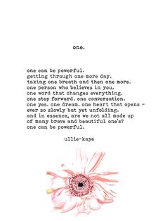 a pink flower sitting on top of a white sheet with a poem written in it