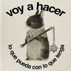 an image of a rabbit with a sticker that says voy a hacer