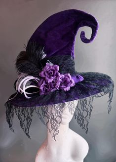 Whimsically enchanting purple theme Witches Hat for Halloween! Sorcerer Witchcraft Hat fits adults. Fun Wizard's to complete Witch costume!  C U S T O M I Z A T I O N Get in touch for custom orders! S I Z E  Adult size.  S H I P P I N G -  Processed same day or within 24 hours.  1-2 day guaranteed delivery, add item to cart, click shipping tab for rates.  Pls leave a check out note with your need date & contact number  Msg for delivery time frames (Include your state/country) C O N T A C T  Please contact us via ETSY messages. P H O T O  Images displayed on this listing are property of www.higginscreek.com A B O U T HigginsCreek makes elegant and fun photography props for adults and children for all special occasions.   Thank you & wish you a fabulous Etsy experience! Witch Cosplay, Thank You Wishes, Purple Theme, Witches Hat, Hat Fits, Purple Halloween, Purple Themes, Witch Costume, Witch Hat