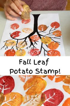 the fall leaf potato stamp art project is perfect for kids to do with their hands