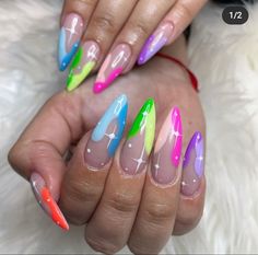 Festival Nails Coachella, Nails Coachella, Mix Nails, Nails Photo, Uñas Ideas, Funky Nail Designs, Rainbow Nails Design, Rainbow Nail, Colorful Nails