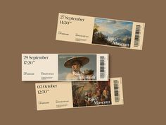 two tickets with the same painting on them