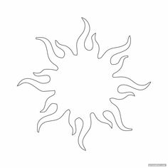 the outline of a sun in black and white on a white background, it is very easy to draw