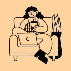 a person sitting on a couch with a laptop and holding a cell phone in their hand