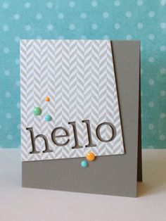 a card with the word hello on it