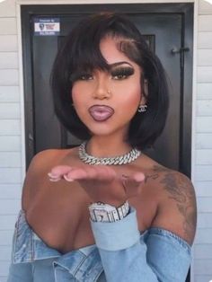 Side Part Bob With Bangs, Bob Hairstyles For Black Women, Natural Hair Short Cuts, Quick Weave Hairstyles, Short Sassy Hair, Sassy Hair, Front Lace Wigs Human Hair