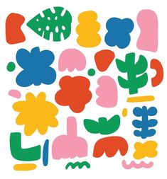 Organic Shape Flower Stuff Simple Colorful Pattern Hand Drawn Suitable for Fabric Doodle Shapes Simple, Flower Shapes Drawing, Simple Shape Art, Organic Shape Pattern, Shape Patterns Design, Organic Doodles, Organic Forms Drawing, Simple Shapes Drawing, Simple Shapes Design