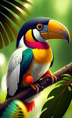 a colorful bird sitting on top of a tree branch