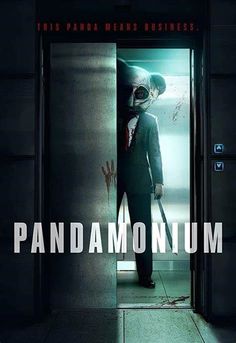 a man in a suit and tie standing in an elevator with the words pandemonium on it