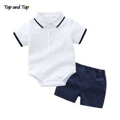 Estilo do verão conjunto de roupas de bebê menino roupas bebê recém-nascido 2 pcs t-shirt de manga curta + suspensórios cavalheiro terno Loja Online | aliexpress móvel Wedding Outfit For Boys, Cotton Baby Clothes, Romper Designs, Baby Boy Clothing Sets, Boys Summer Outfits, Baby Boy Romper, Short Sleeve Romper, Cotton Romper, Boys Romper