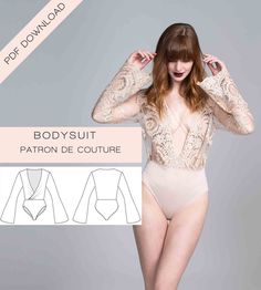 the bodysuit is designed to be worn by women with long sleeves and open back