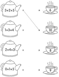 the teapot and cups are numbered in order to learn how to count them into numbers