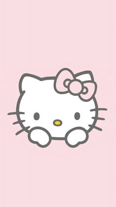 an image of a hello kitty wallpaper with pink and white colors on the walls