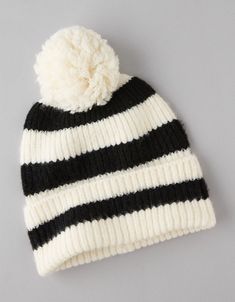 AE Knit Striped Beanie Striped Beanie, Sox Hat, Winter Hats Beanie, Cold Weather Accessories, Cool Stuff, The Cool, Knitted Hats, American Eagle Outfitters, Women's Jeans