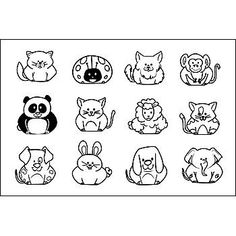 an animal sticker sheet is shown with different animals and their names in black on a white background