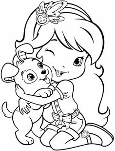 a cartoon girl hugging her teddy bear