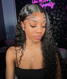 Middle Part Wet And Wavy Wig, Waterwave Hairstyle Wig, Wet Wavy Lace Front Wigs, Wet And Wavy Lace Front Wig, Hair Inspiration Long, Curly Weave Hairstyles