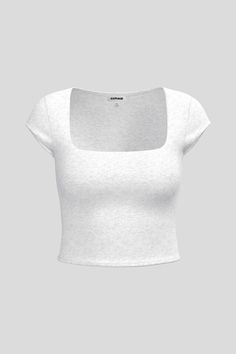 Portia Square Neckline Tee, Spring Gray Mix Square Neckline Shirt, White Cute Shirt, Garage Square Neck Top, Garage Portia Top, Shirts For Back To School, Portia Square Neckline Tee, Garage Crop Top, Cotton On Tops, Cute Outfits With Jean Shorts For School