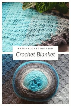 crochet blanket with text that says free crochet pattern, and an image of