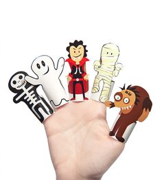 Monsters Paper Finger Puppets - PRINTABLE PDF Toy - DIY Craft Kit Paper Toy - Paper Finger Puppets, Paper Toy Printable, Printable Toys, Halloween Monsters, Halloween Entertaining, Puppets Diy, Casa Halloween, Diy Craft Kit, Easy Art Projects