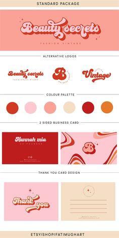 the different font styles and colors for logos, business cards, envelopes or brochures