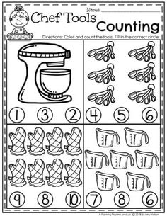 a printable worksheet for counting the numbers to 10, including an image of a