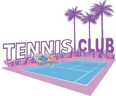 a tennis court surrounded by palm trees and the words tennis club