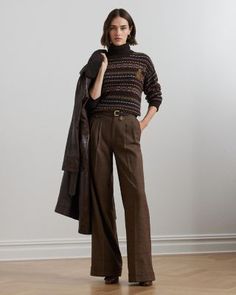 Lauren Ralph Lauren Fair Isle Sweater Brown Jumper Outfit, Ralph Lauren Sweater Outfit, Fair Isle Pullover, Fair Isles, Jumper Outfit, Fair Isle Sweater, Ralph Lauren Sweater, Wool Pants, Womens Dress Pants