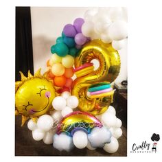 an image of balloons in the shape of numbers and animals for birthdays or baby showers