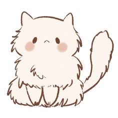 a drawing of a white cat with brown eyes