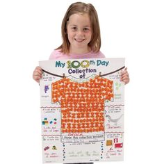 Instantly Display StudentsA  Ability To Count From 1 To 100 The centerpiece of this poster is the outline of a blank tee shirt, which can be filled in with items collected for 100th Day. The poster is sturdy enough for small items, such as pasta, cereal, paper clips, or candy, to be adhered directly to the tee, or students can fill it in by drawing 100 items. When students complete the thought-provoking questions surrounding the tee, they've created one-of-a-kind posters for a great bulletin boa 100th Day Activities, About Me Poster, Activities For The Classroom, 100 Day Of School Project, Teacher Posters, Creative Teaching Press, Bulletin Board Display, Winter Preschool, 100th Day Of School