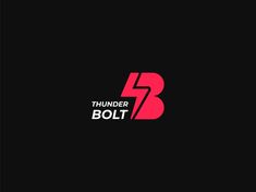 the logo for thunder bolt is shown on a black background with red and pink letters