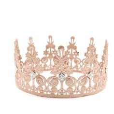 "the stunning \"Elle\" lace crown in ROSE GOLD adorned with rhinestone jewels. Can be made in toddler-adult sizes. l o v e c r u s h crowns are handcrafted + sculpted from lace. With a perfect balance of firmness and delicacy, these crowns are ideal for photoshoots, birthdays, costumes, + dress-up fun. Get ready to elevate your style and capture unforgettable moments in our stunning headpieces.  measures: 3.5\" tall *select size from the drop down menu or for a custom fit, leave head measurement Crown Bride, Lace Crown, Lace Crowns, Mini Crown, Bride Tiara, Rose Gold Bridal, Queen Crown, Elastic Headbands, Bridal Lace