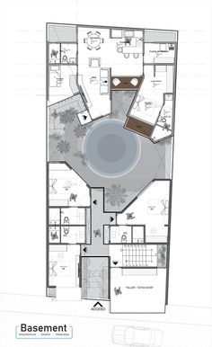 the floor plan for an apartment with swimming pool