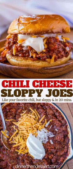 chili cheese sloppy joes recipe in a bowl