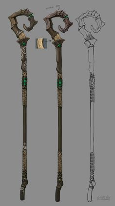 Crystal Staff Fantasy Art, Lantern Staff Design, Fantasy Quarterstaff, Quarter Staff Designs, Wooden Staff Concept Art, Magic Stick Drawing, Quarterstaff Design, Quarterstaff Aesthetic, Quarter Staff Dnd