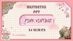 a pink vintage photo frame with the words aesthetic pop on it and an image of a bunny