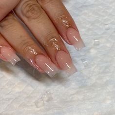 Clear Poly Gel Nails Design, Clear Nails Acrylic Short, Clear Square Nails, Realistic Acrylic Nails, Clear Nude Nails, Natural Nail Acrylic, Translucent Pink Nails, Short Classy Nails