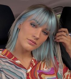 Blonde Hair With Blue Tips, Blue Tips Hair, Baby Blue Hair, Two Color Hair, Blue Hair Highlights, Split Dye, Weekend Mode