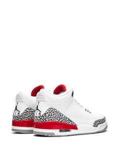 the air jordan retro sneakers in white and red