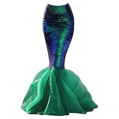 a green and blue mermaid costume on a white background with the bottom part of it's skirt