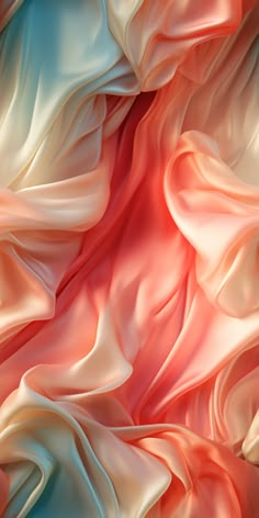 an abstract photo of pink and blue fabric with wavy folds on it's surface