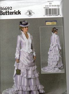 image 0 Ruffled Skirt Pattern, 1890s Dress, Victorian Jacket, 1800's Dress, Costume Sewing Patterns, Edwardian Dress, Costume Patterns, Butterick Sewing Pattern