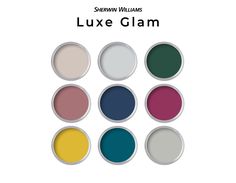 six different colors of paint with the words luke glam