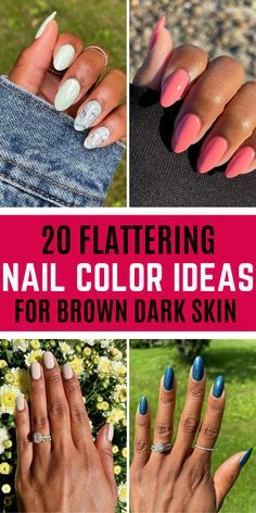 Nail Polish On Dark Skin Hands, Nail For Brown Skin Color, Nail Art Designs For Dark Hands, Nail Polish Color For Brown Skin, Nails Design For Brown Skin, Nail Designs For Dark Hands, Brown Hands Nail Colors, Brown Skin Nail Art, Nail Art On Brown Skin