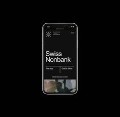 a cell phone with the cover of swiss nombbank on it's screen